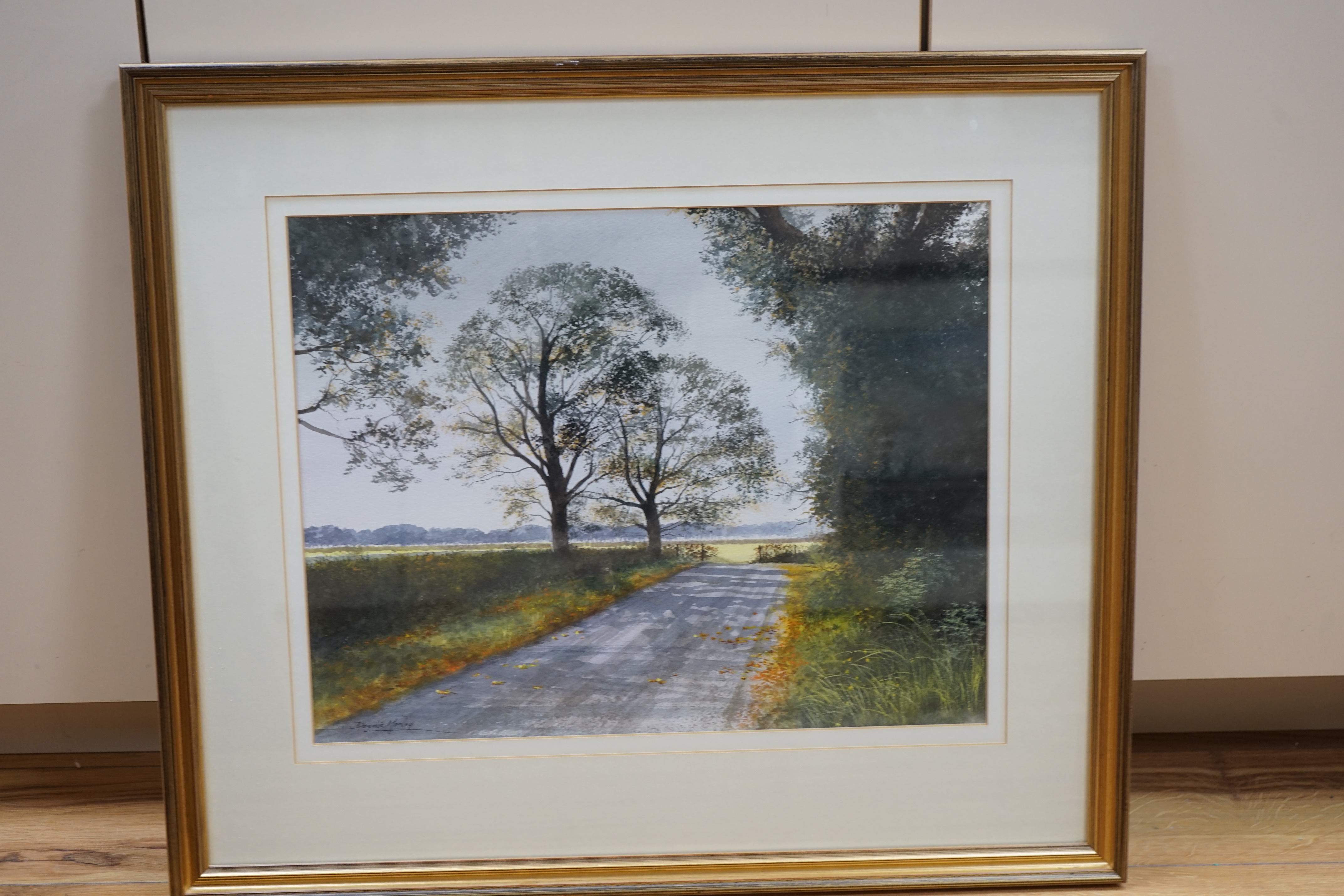 Dennis Morley (b.1929), two pairs of watercolours, Winter & Autumn landscapes and country pathways, each signed, 45cm x 35cm (4)